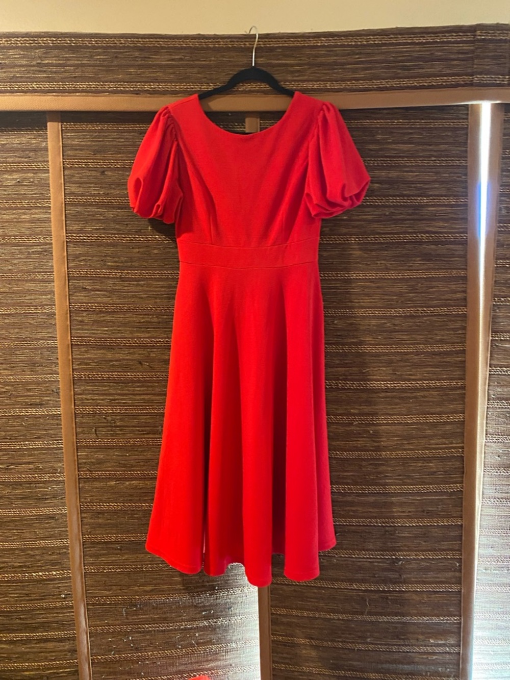 Ivy City Co Red Puff-Sleeve Midi Dress